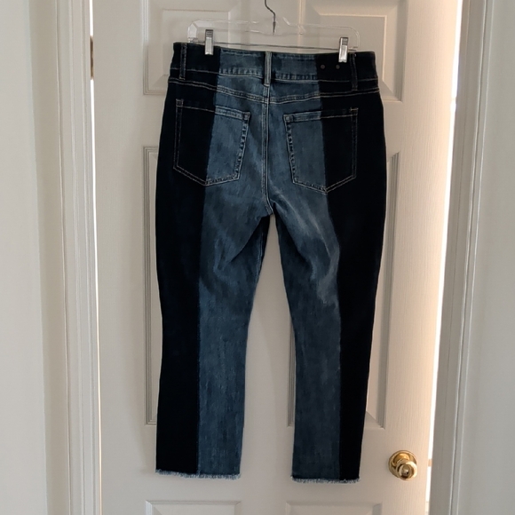 CAbi Two-Tone Ankle Jeans in Dark and Light Blue Size 10 EUC - Picture 3 of 5